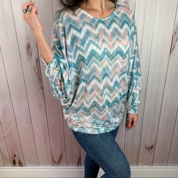 The Emerson Top- teal chevron top - Picture 3 of 9